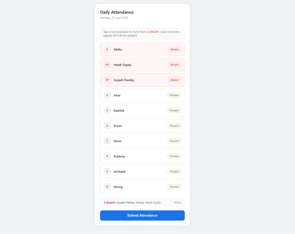 Employee Attendance Management Automation